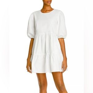 Agua Ruffled Puff Sleeve Poplin Mini Dress Small